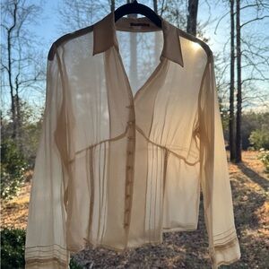 Women’s TAPEMEASURE Elegant Sheer Button-Up Blouse Top Sz 8